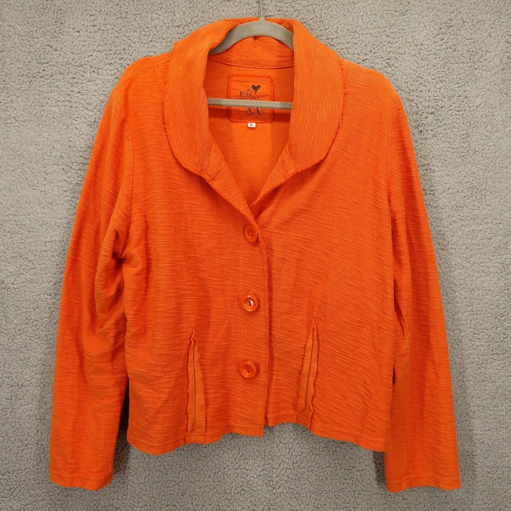 Produce Company‎ Vintage Large Orange Cotton Blend Blazer Jacket Made in USA